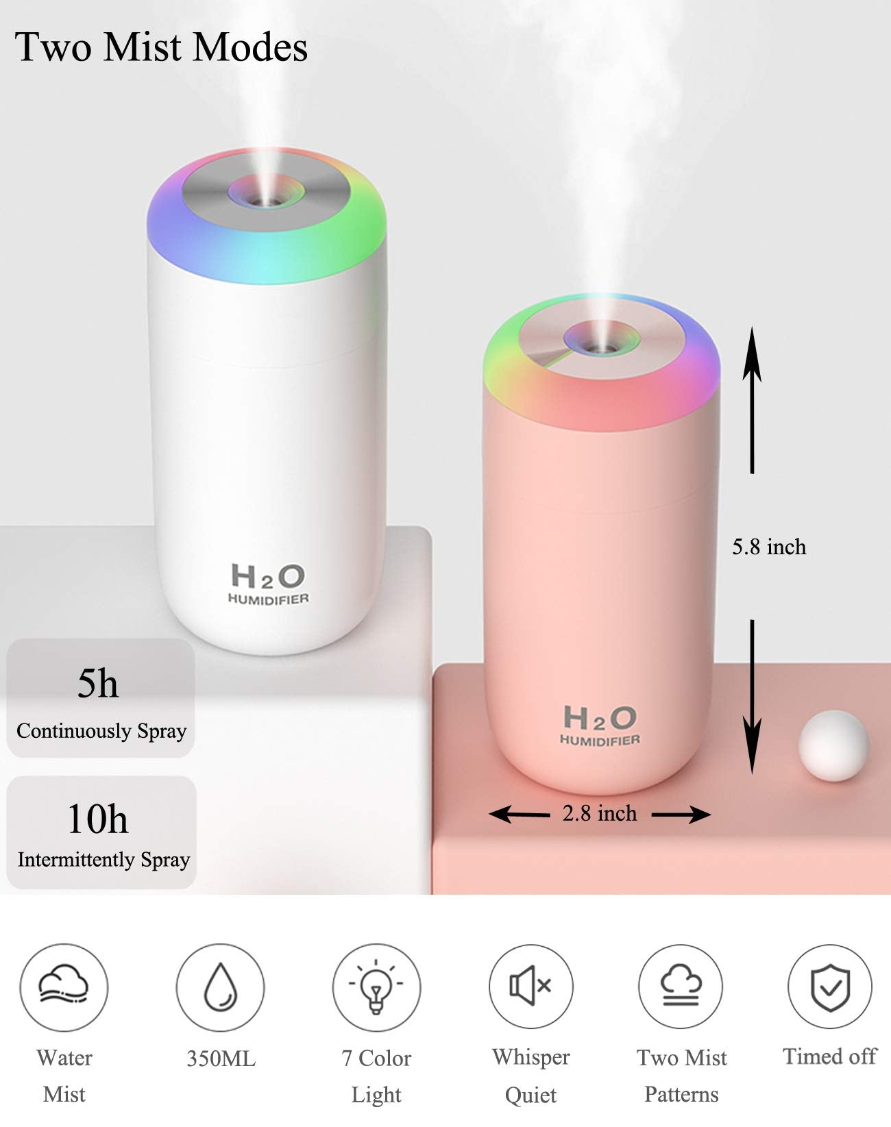 O-Mei Stars 350ml Cyan Mini Humidifier for Plants with Night Light, Cool Mist Indoor Baby Humidifier, Small Plant Care Device